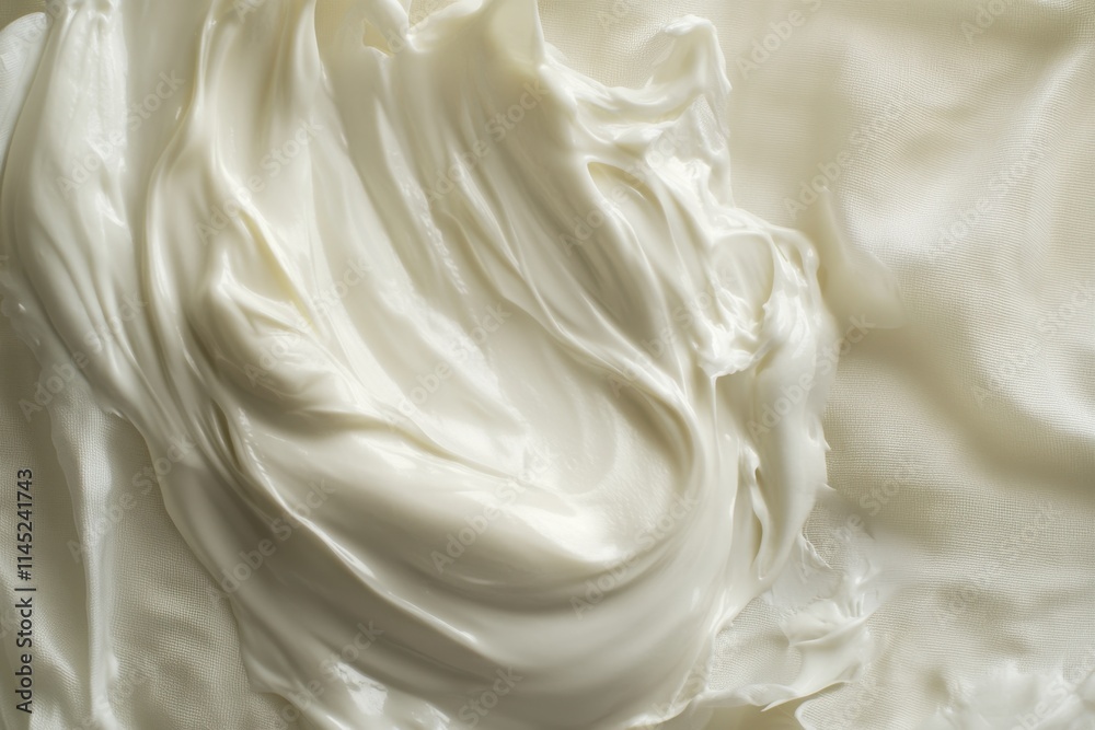 Obraz premium Creamy White Substance Draped on Soft Fabric