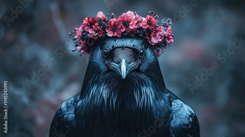 Wallpaper Mural Gothic Crow with Floral Crown: Dark Elegance  Torontodigital.ca