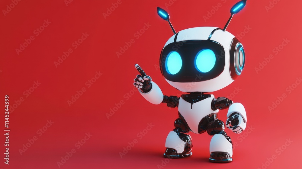 Adorable Robot Pointing: A Futuristic Digital Friend Adorable Robot Pointing: A Futuristic Digital Friend