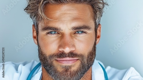 Close-up portrait of a handsome male doctor.