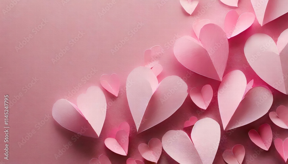 Delicate Pink Paper Hearts on a Soft Pink Backdrop A Romantic Valentines Day Background Perfect for Celebrating Love and Affection in HighQuality Imagery Delicate Pink Paper Hearts on a Soft Pink Backdrop A Romantic Valentines Day Background Perfect for Celebrating Love and Affection in HighQuality Imagery