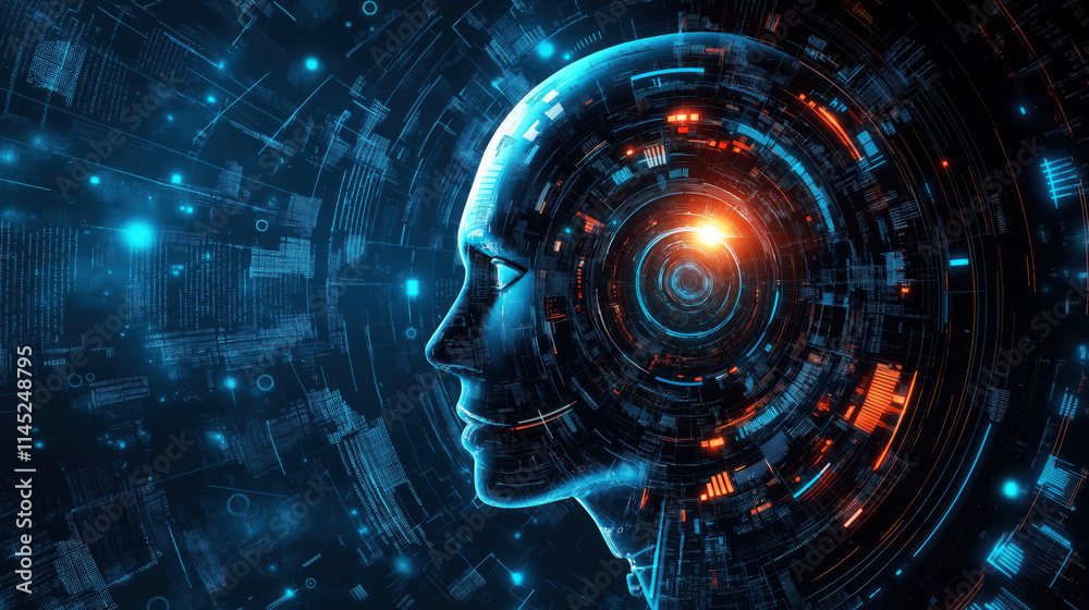 Fototapeta premium Futuristic AI Coding Agent: A Digital Illustration of Artificial Intelligence, Programming, and Advanced Machine Learning Technology