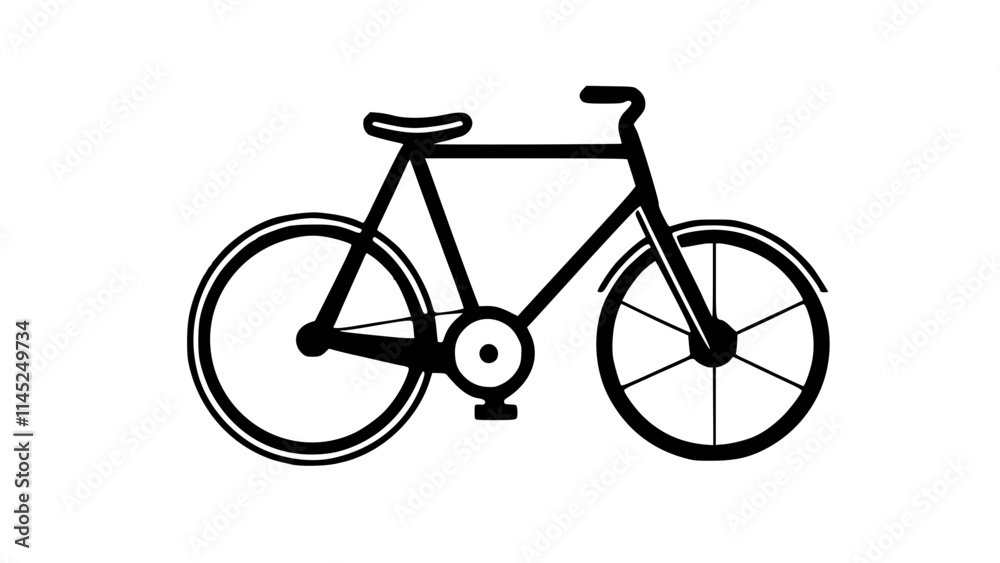 Icon bicycle with a black frame and white spokes Icon bicycle with a black frame and white spokes