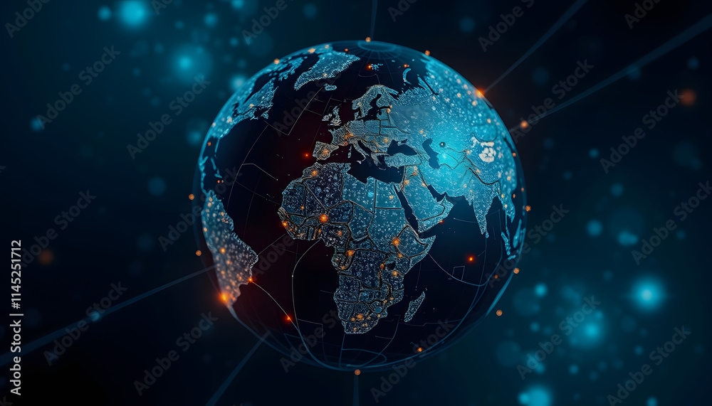 Naklejka premium Globe Earth Digital Network Global