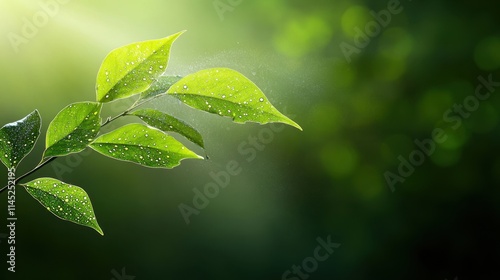 Sunlight on Fresh Leaves with Water Droplets