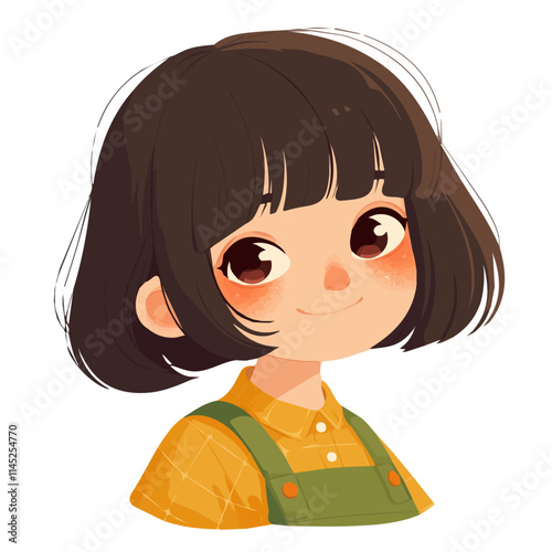 Stunning Tousled Bob Hairstyle – A Trendy and Relaxed Digital Art Representation with Tousled Texture in Flat 2D

