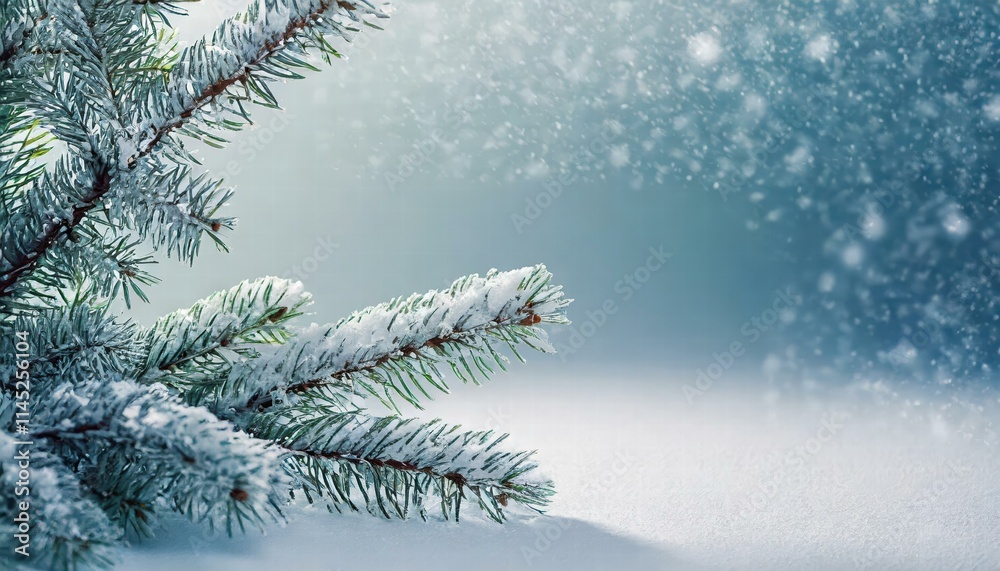 Serene Winter Abstract Minimal Background Featuring Fir Tree Branches Dusting of Snow with Ample Copy Space for Seasonal Designs and Holiday Greetings Serene Winter Abstract Minimal Background Featuring Fir Tree Branches Dusting of Snow with Ample Copy Space for Seasonal Designs and Holiday Greetings
