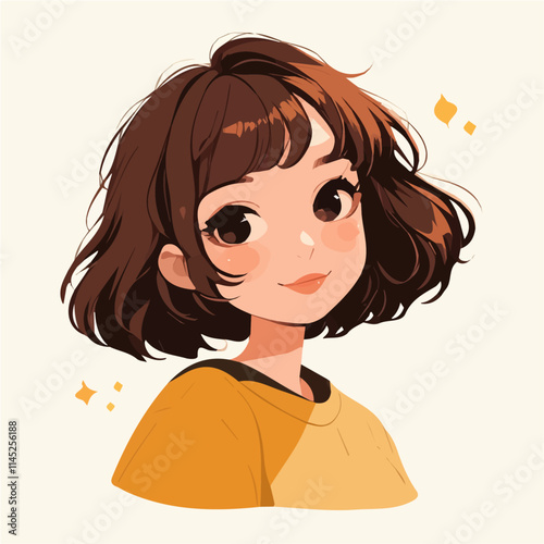 Wavy Bangs Hairstyle – A Stylish and Elegant Vector Illustration for Hair Design and Beauty
