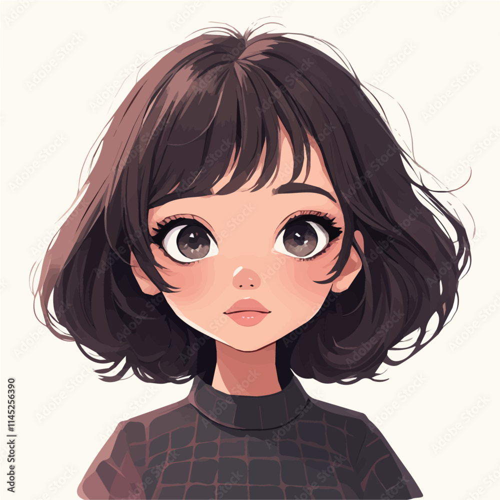 Wavy Bangs Hairstyle – A Stylish and Elegant Vector Illustration for Hair Design and Beauty
Wavy Bangs Hairstyle – A Stylish and Elegant Vector Illustration for Hair Design and Beauty