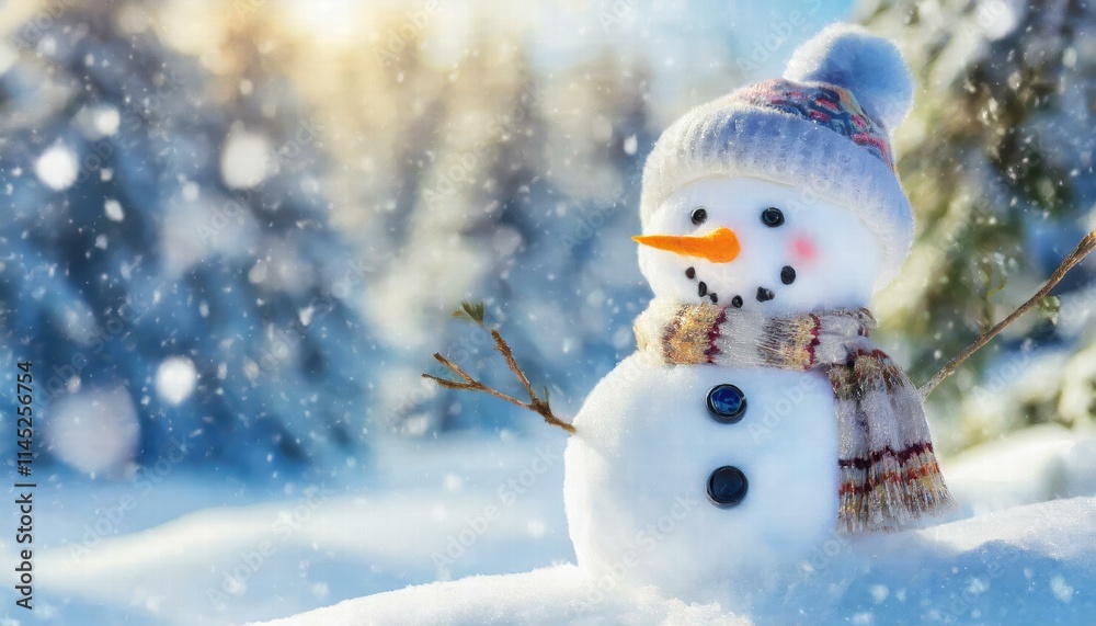 Closeup of a Cute and Funny Laughing Snowman with a Cheerful Expression Perfect Winter Holiday Christmas Background Banner for Festive Celebrations and Seasonal Greetings Closeup of a Cute and Funny Laughing Snowman with a Cheerful Expression Perfect Winter Holiday Christmas Background Banner for Festive Celebrations and Seasonal Greetings