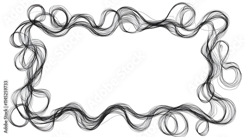 A playful scribble snake frame with irregular loops forming a rectangular shape. No background. A dynamic and fun vector design