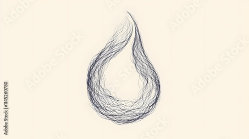 A scribble snake frame forming a teardrop shape with delicate overlapping lines. No background. A minimalist and artistic vector asset