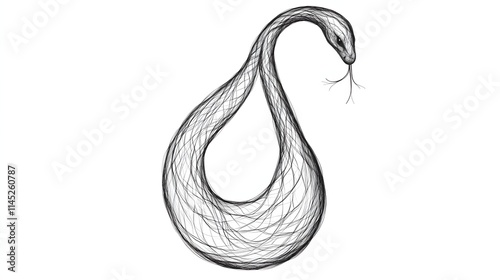 A scribble snake frame forming a teardrop shape with delicate overlapping lines. No background. A minimalist and artistic vector asset