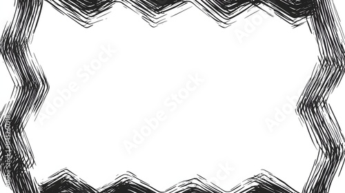 A scribble snake frame forming a zigzag border with a square layout. No background. A sharp and dynamic vector element