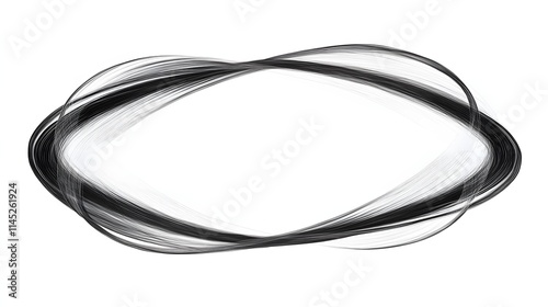 A scribble snake frame in an elongated oval shape with exaggerated stretched loops. No background. A sleek and modern vector asset