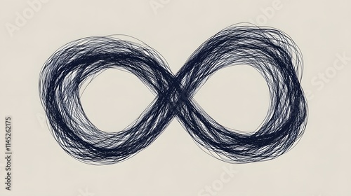 A scribble snake frame in the shape of an infinity symbol with dynamic overlapping loops. No background. A bold and artistic vector design