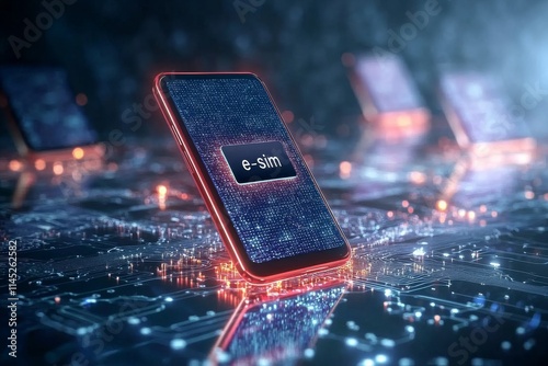 A smartphone with an e-sim card. Generative AI