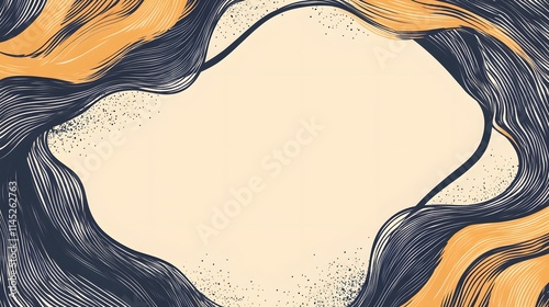 A scribble snake frame with a flowing twisting pattern creating a wave-like rectangular shape. No background. A modern and artistic vector design