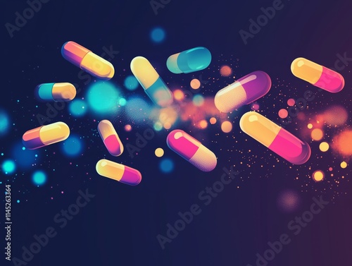 Abstract Science atoms and molecules. View of Human Genome Structure on Dark Background