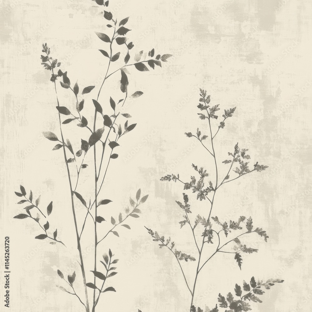 Fototapeta premium Ilustración de plantas y hojas en fondo claro