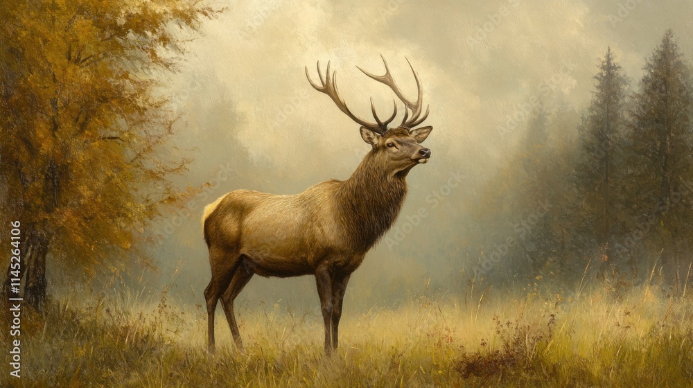 Imagen de ciervo en un paisaje otoñal Imagen de ciervo en un paisaje otoñal
