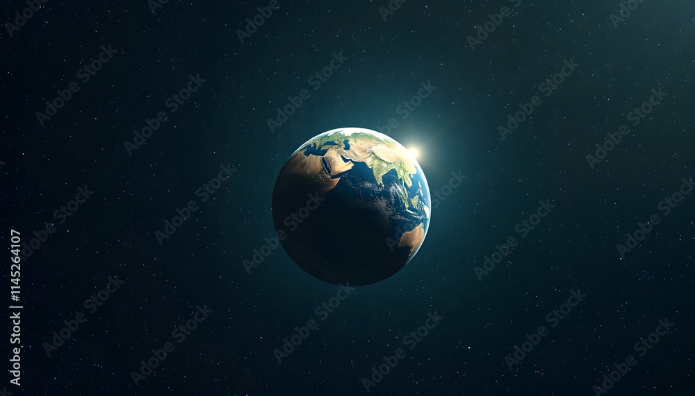 Fototapeta premium small Earth in the space, grunge, with white tones