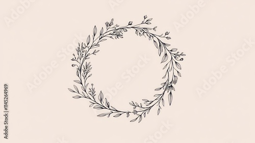 Elegant floral wreath frame with delicate leaves and flowers. (1)