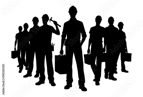 Silhouette group of worker vector. Design concept for poster, business advertising, backdrop, banner. Eps 10