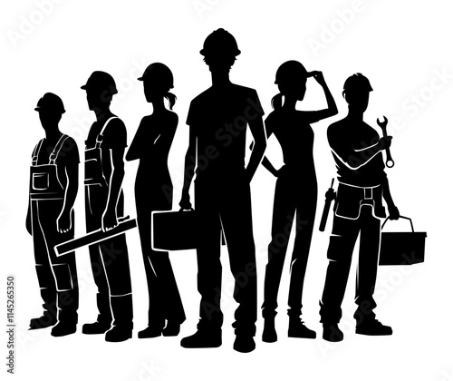 Silhouette group of worker vector. Design concept for poster, business advertising, backdrop, banner. Eps 10