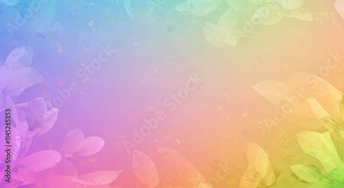 Rainbow Leaves: A vibrant, ethereal background with delicate leaves silhouetted against a soft, pastel rainbow gradient. Perfect for adding a touch of nature and whimsy to your designs.