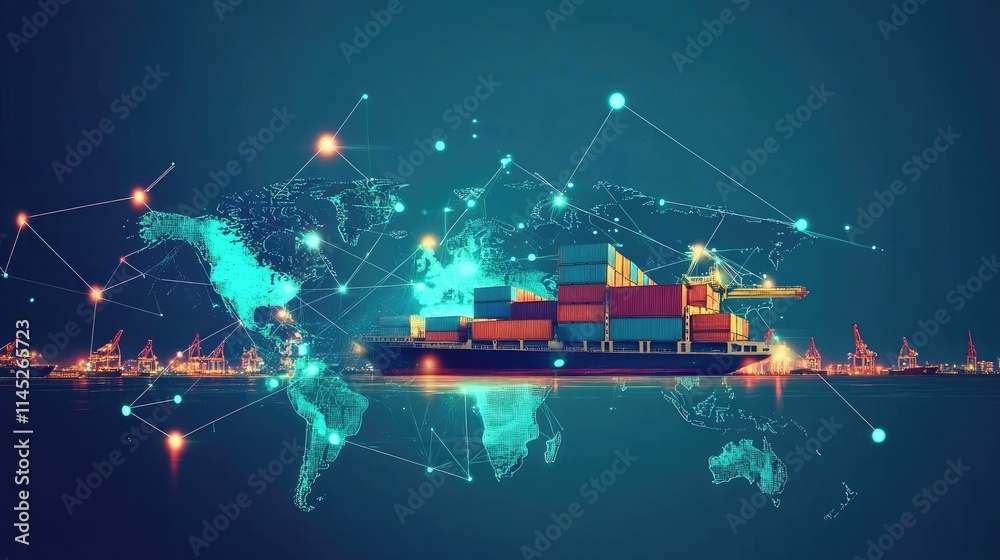 Fototapeta premium logistics network flat design front view global trade animation Split-complementary color scheme