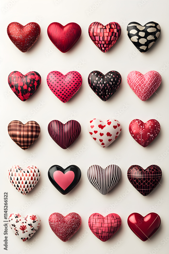 Artistic Collection of Valentine's Day Heart Icons in Diverse Styles Artistic Collection of Valentine's Day Heart Icons in Diverse Styles