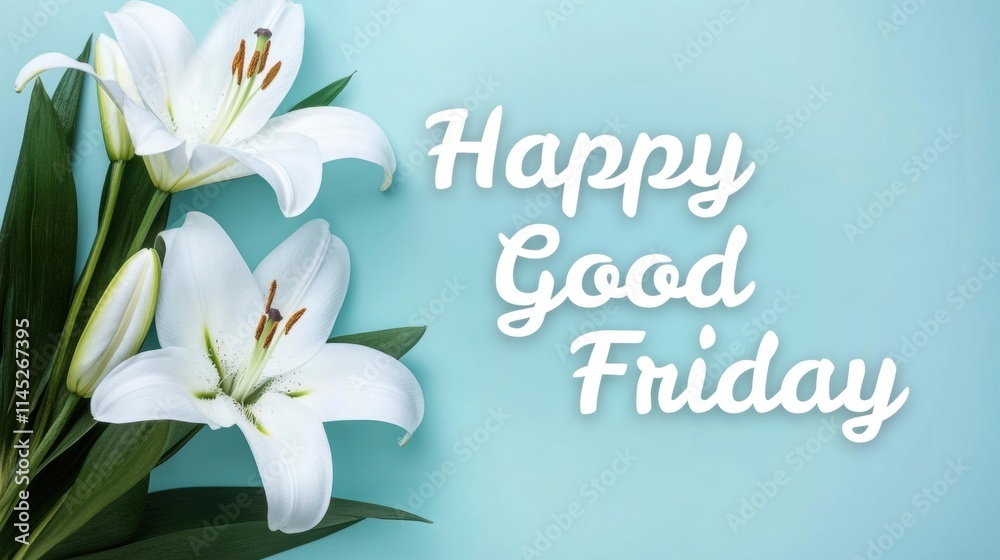 A serene image featuring white lilies and a cheerful 