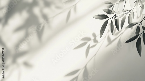 Sombra de hojas sobre fondo blanco