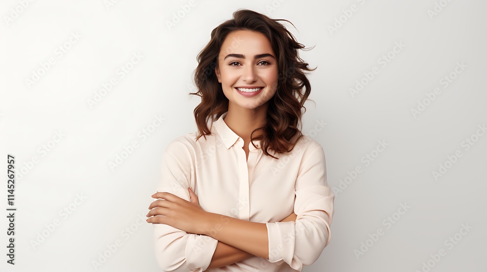 Cheerful Millennial Woman with Glasses and Folded Arms, Exuding Confidence and Positivity, Radiating a Modern, Empowered Energy Cheerful Millennial Woman with Glasses and Folded Arms, Exuding Confidence and Positivity, Radiating a Modern, Empowered Energy