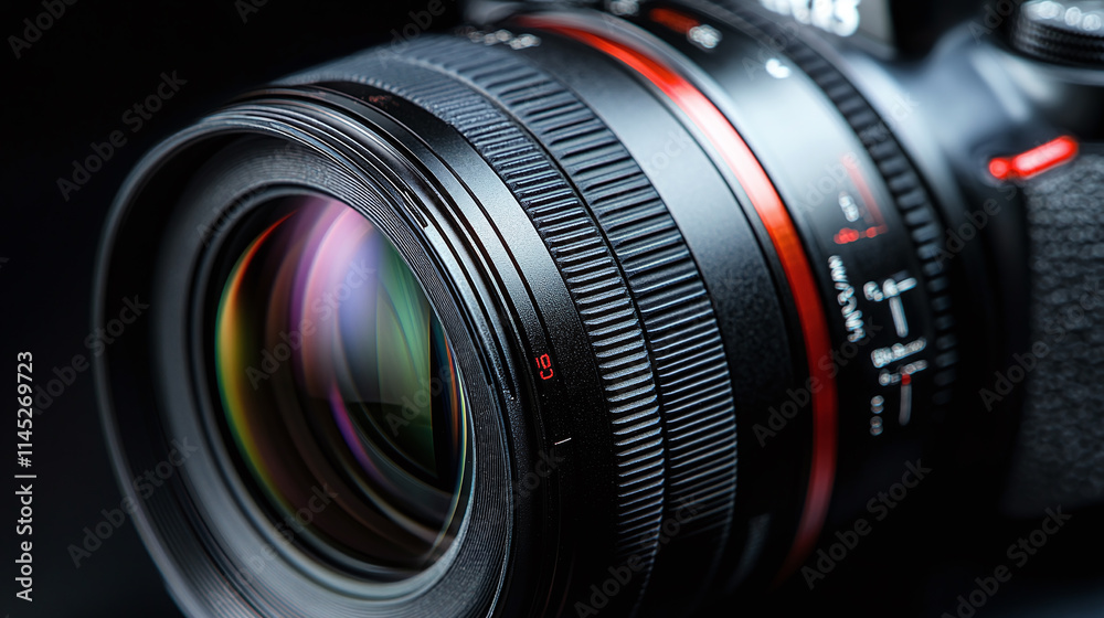 Closeup macro photography of a professional optical camera lens glass shutter with reflection. focus equipment objective for photographers. Closeup macro photography of a professional optical camera lens glass shutter with reflection. focus equipment objective for photographers.