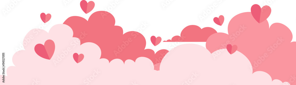 Valentine Cloud Footer with Heart Shape Valentine Cloud Footer with Heart Shape