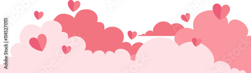 Valentine Cloud Footer with Heart Shape