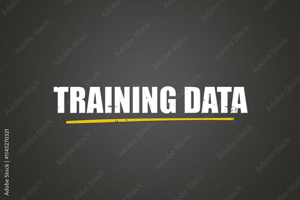 Fototapeta premium Training Data. A blackboard with white text. Illustration with grunge text style.