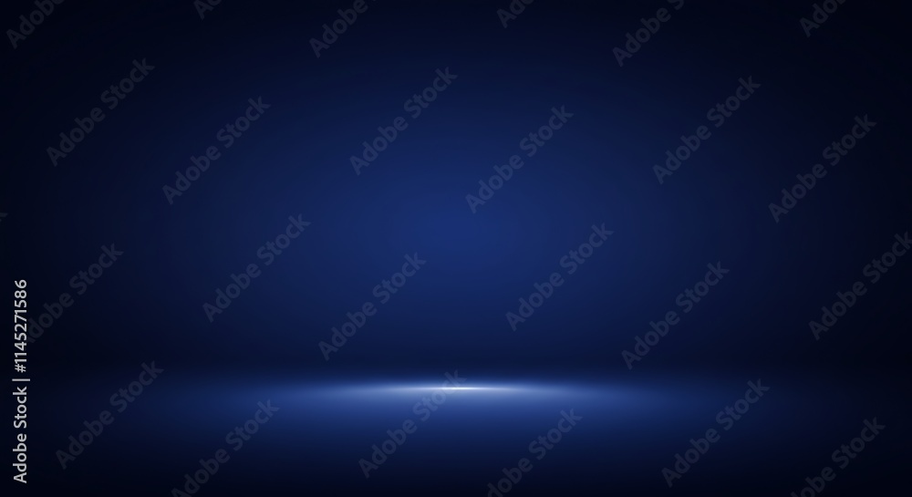 Dark navy blue gradient background. Empty studio product display presentation.