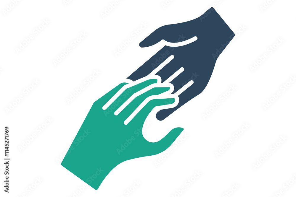 Helping icon. solid icon style. holding hands. icon related to donation and charity. donation elements vector illustration Helping icon. solid icon style. holding hands. icon related to donation and charity. donation elements vector illustration