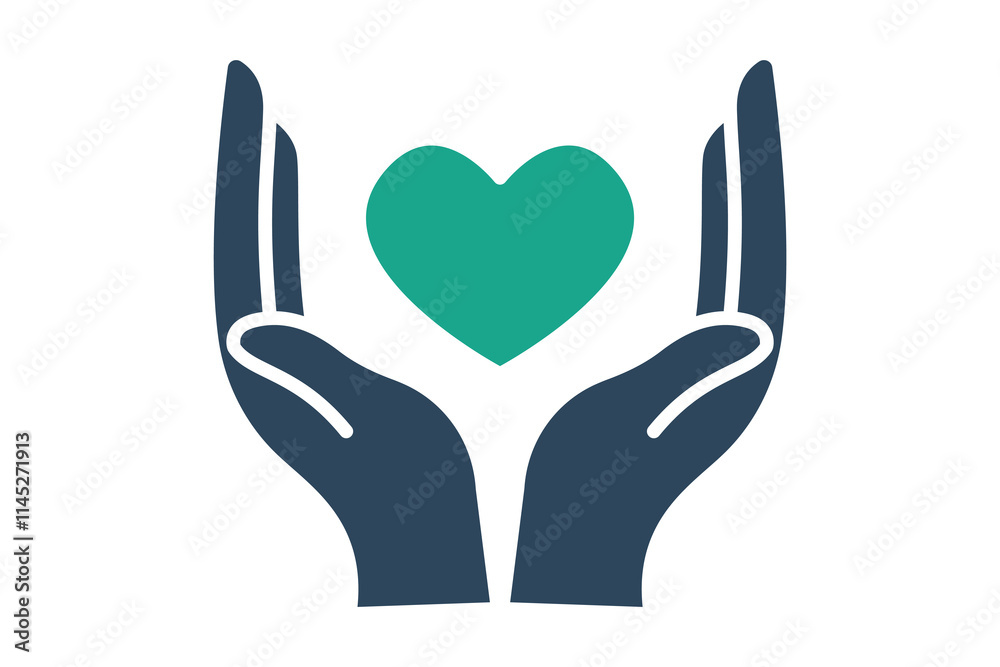 Charity icon. solid icon style. hand with heart. icon related to donation and charity. donation elements vector illustration Charity icon. solid icon style. hand with heart. icon related to donation and charity. donation elements vector illustration