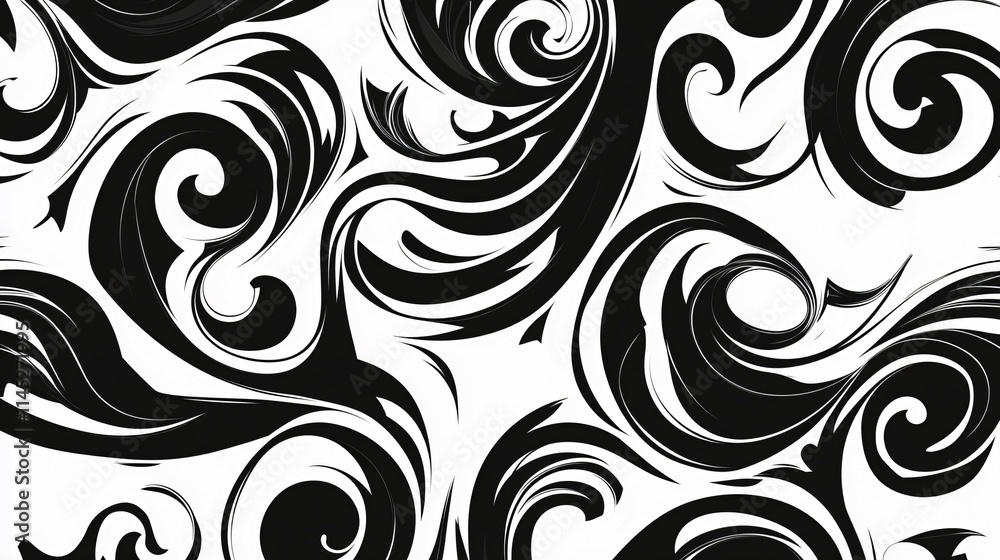 Abstract Black And White Swirling Pattern Design Abstract Black And White Swirling Pattern Design