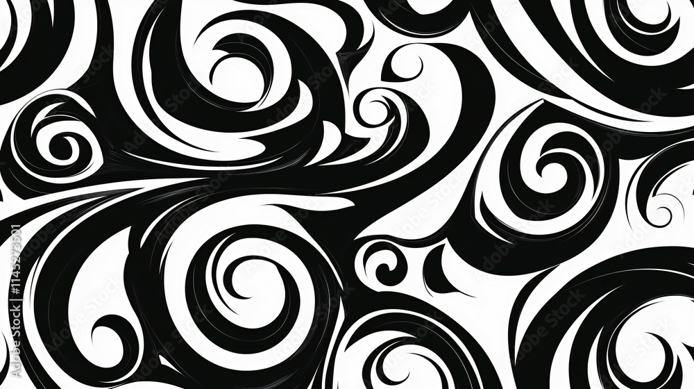 Abstract Swirling Black and White Design Abstract Swirling Black and White Design
