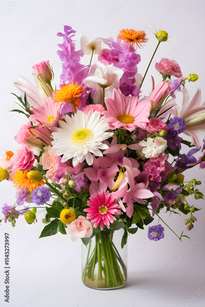 Exquisite Bouquet of Mixed Flowers Against a White Background: An Unforgettable Expression of Nature's Beauty Exquisite Bouquet of Mixed Flowers Against a White Background: An Unforgettable Expression of Nature's Beauty
