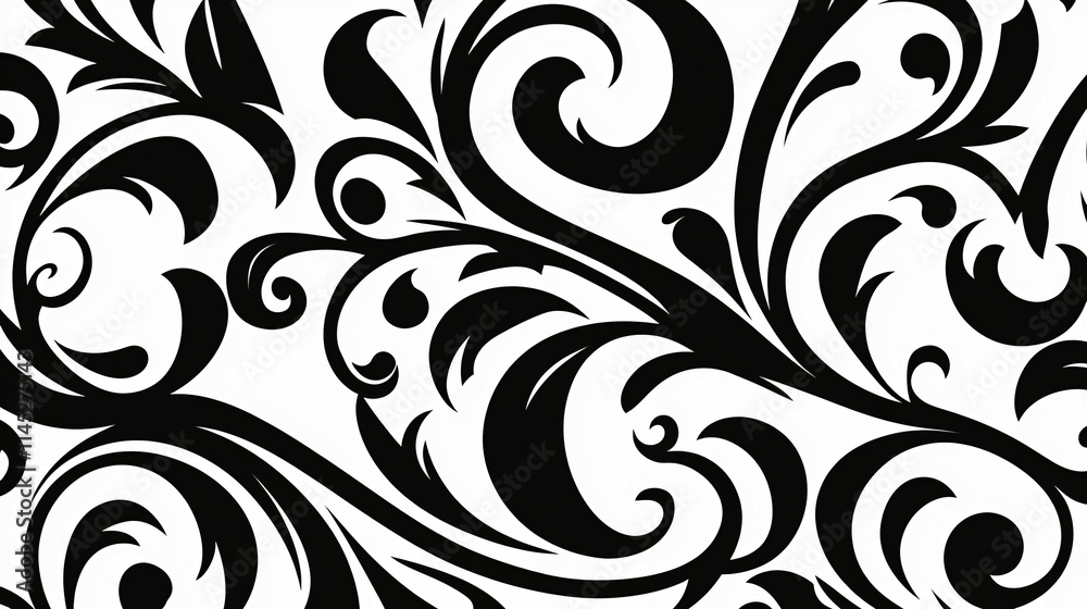 Abstract Black and White Floral Design Pattern Abstract Black and White Floral Design Pattern