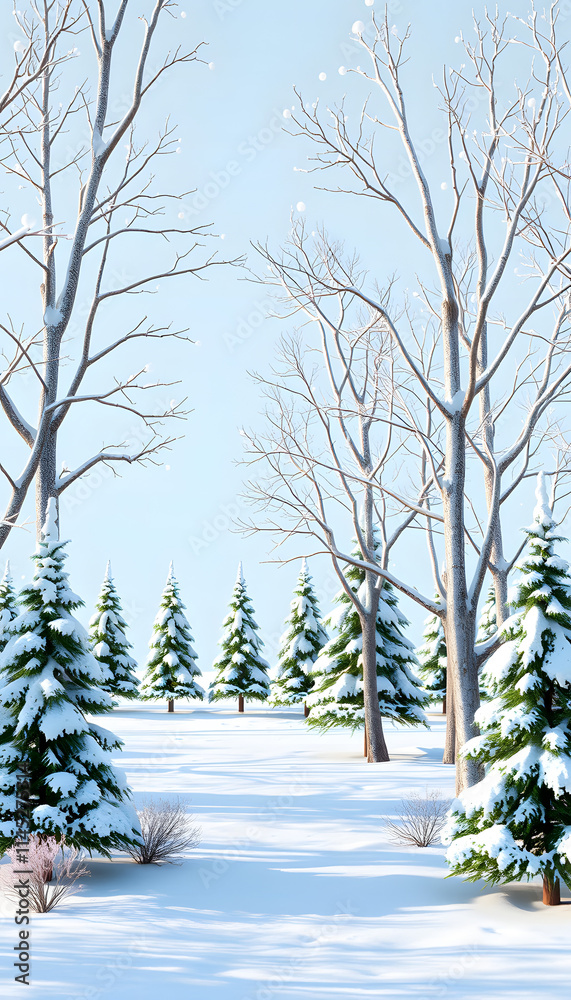 Obraz premium Trees in winter on transparent background - 3D Illustration. isolated with white highlights