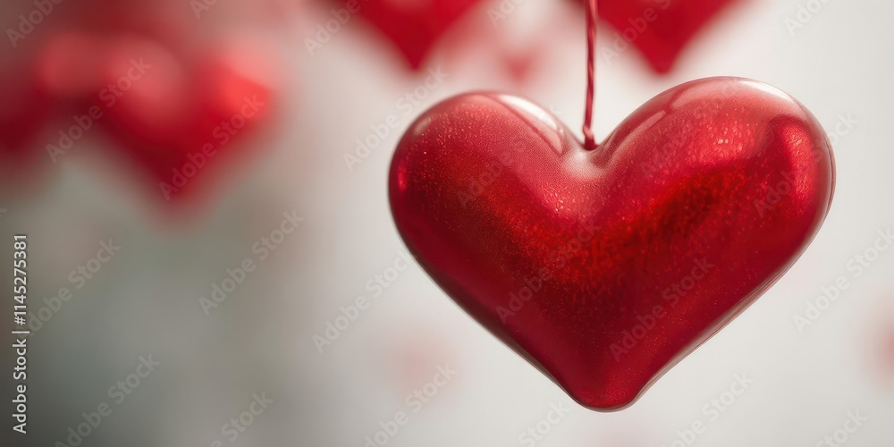 Close-up of red hearts, blurred background, shallow depth of field, illustration, closeup, tenderness