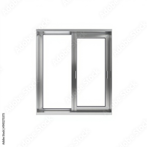 Modern clean luxury stainless steel window isolated on white background empty interior single pane frame element for office building design frame isolated frame border design background isolated photo