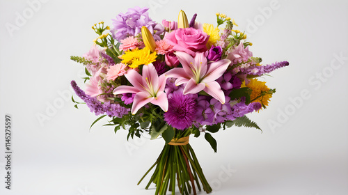 Wallpaper Mural Exquisite Bouquet of Mixed Flowers Against a White Background: An Unforgettable Expression of Nature's Beauty Torontodigital.ca